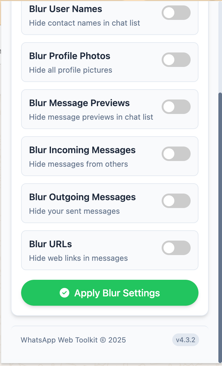 Apply Blur Settings
